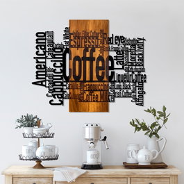 Wallity Coffee Mixed - Accesorio decorativo de pared en nogal y negro